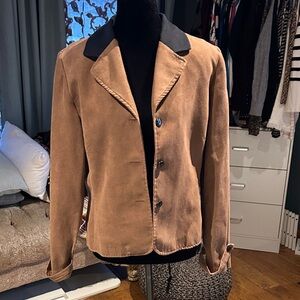 Studio I Tan Blazer with Black Collar